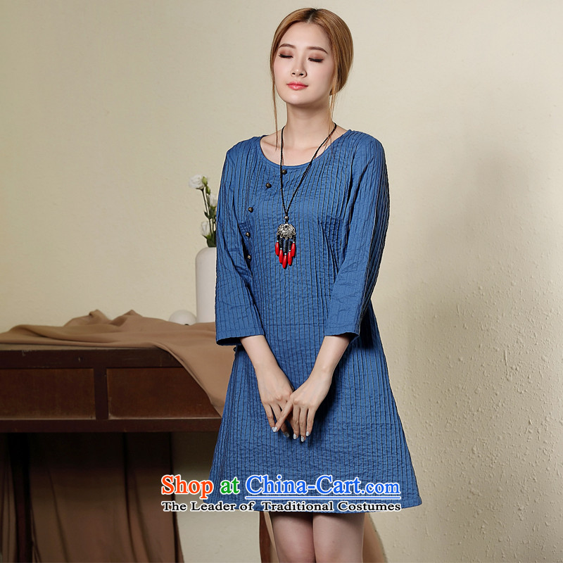 On Literature and Art Deco beauty seal linen cheongsam dress autumn 2015 New China wind daily short cheongsam Blue M seal decreased by , , , shopping on the Internet