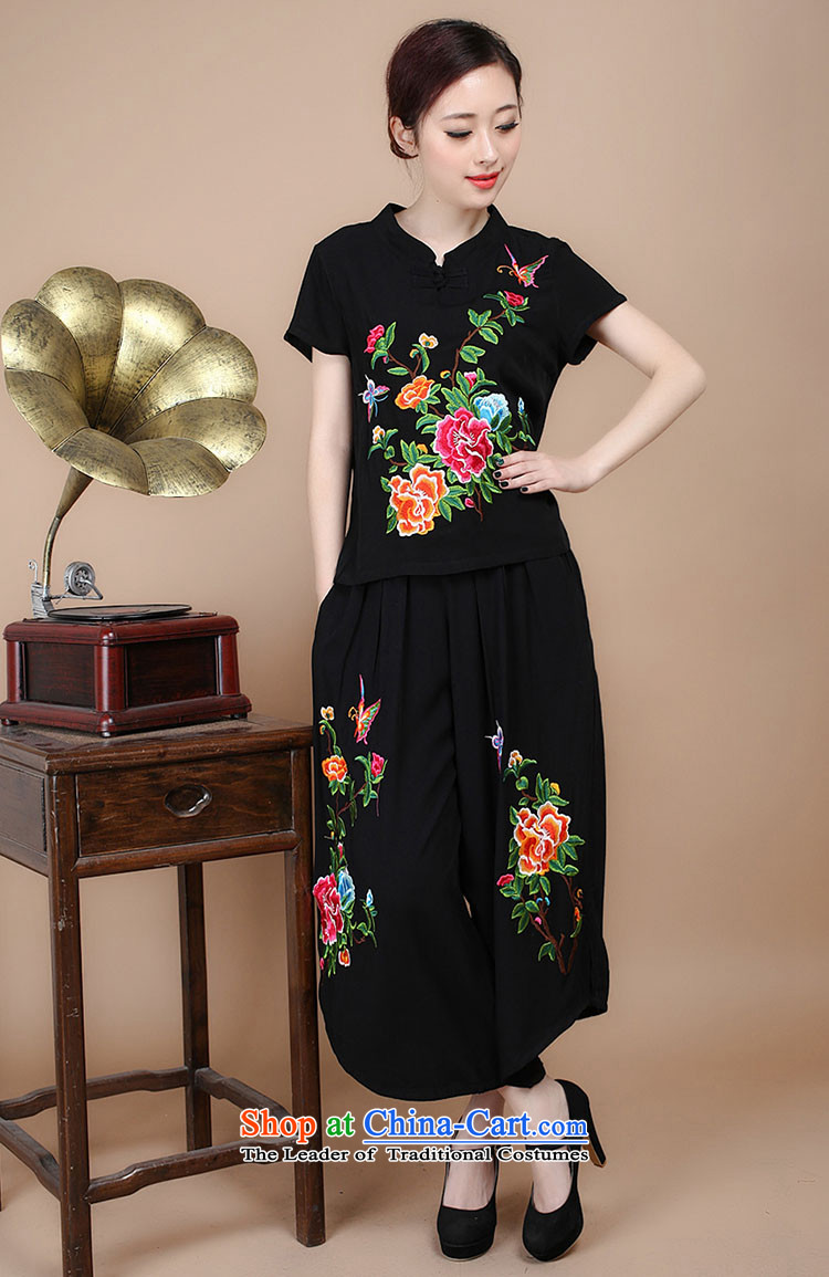 2015 Summer Korean retro Sau San Tong replace short-sleeved embroidered round-neck collar Tang blouses pants kit can sell green package XXXL picture, prices, brand platters! The elections are supplied in the national character of distribution, so action, buy now enjoy more preferential! As soon as possible.