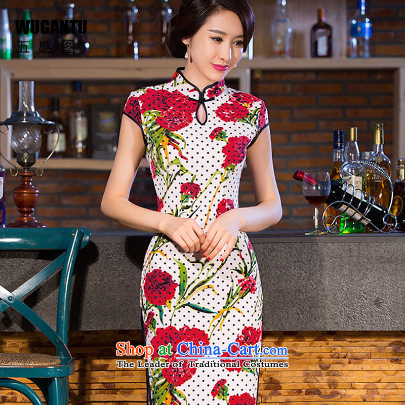 The five senses of daily new Figure Sau San video thin dot Pearl Ma Long cheongsam dress China wind of Ethnic Women fancy?XL