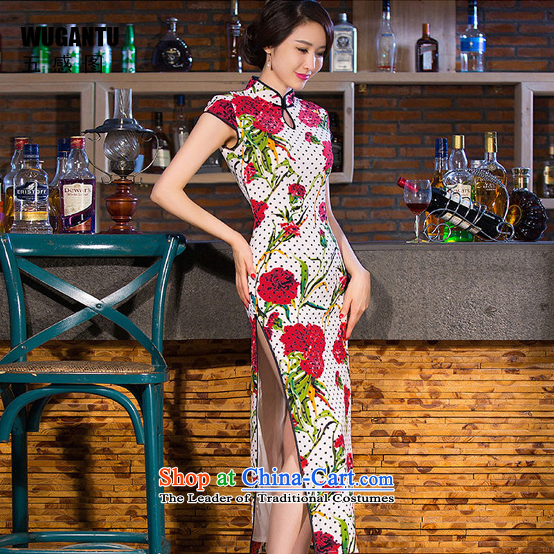The five senses of daily new Figure Sau San video thin dot Pearl Ma Long cheongsam dress China wind of Ethnic Women fancy XL, five-sense figure (WUGANTU) , , , shopping on the Internet