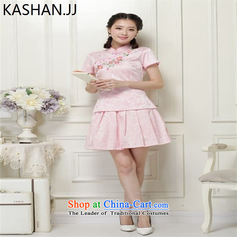 The reason for the stylish improvements Susan card cheongsam Chinese Ethnic Wind no need to come to grips are two kits short) packaged qipao XXL, white card Shan House (KASHAN.JJ) , , , shopping on the Internet