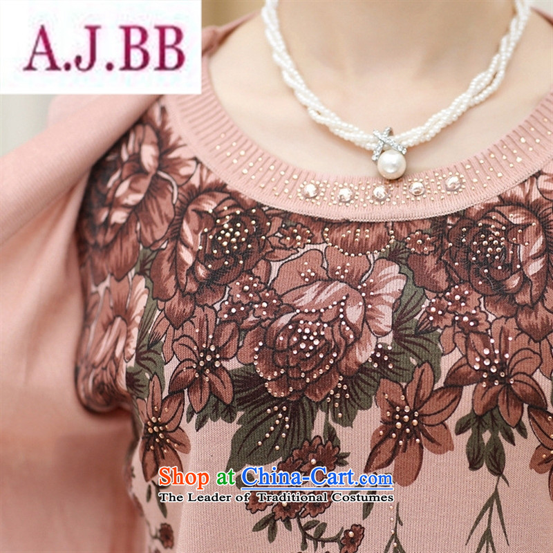 Ya-ting and fashion boutiques autumn 2015 new) Older women Knitted Shirt middle-aged moms loose leave two stamp won increase female pink edition 120,A.J.BB,,, shopping on the Internet