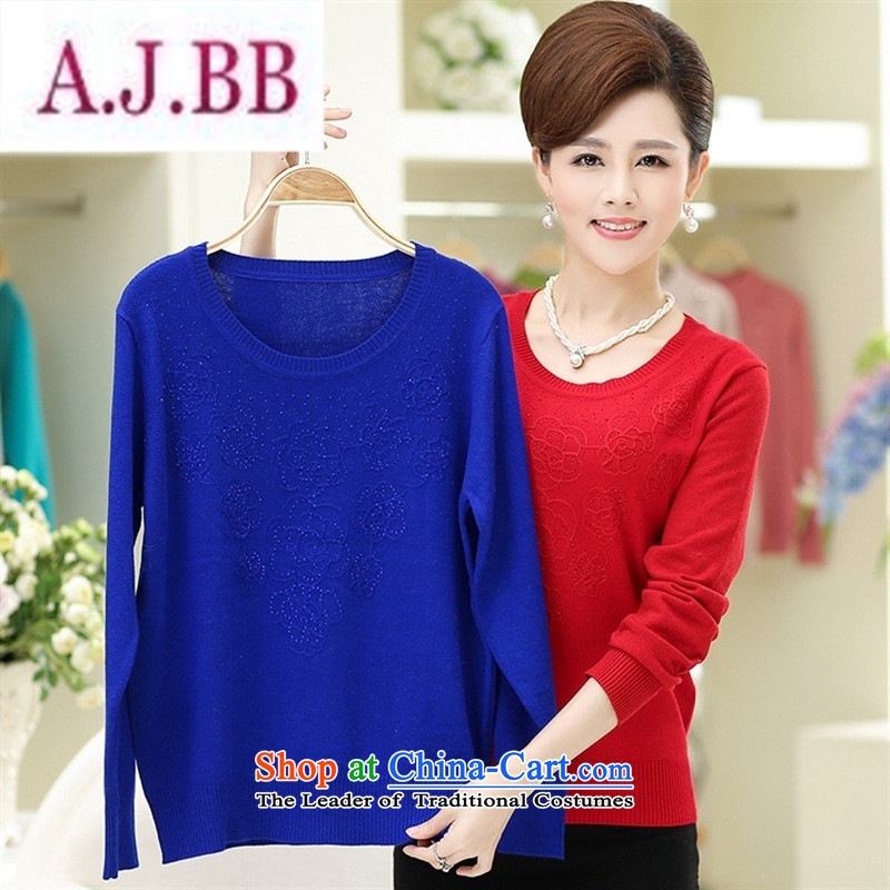 Ya-ting and fashion boutiques in 2015 new elderly women with large middle-aged autumn mother long-sleeved T-shirt Sweater Knit-Female Red 120,A.J.BB,,, shopping on the Internet