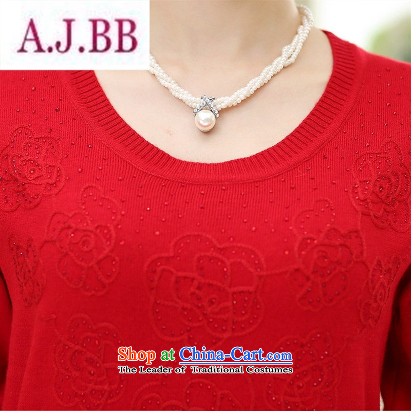 Ya-ting and fashion boutiques in 2015 new elderly women with large middle-aged autumn mother long-sleeved T-shirt Sweater Knit-Female Red 120,A.J.BB,,, shopping on the Internet