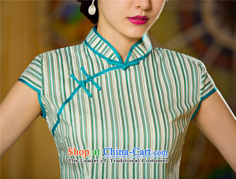 The five senses the new figure green stripes retro arts short qipao China wind ethnic Sau San video thin dresses picture color pictures, prices, XXL brand platters! The elections are supplied in the national character of distribution, so action, buy now enjoy more preferential! As soon as possible.