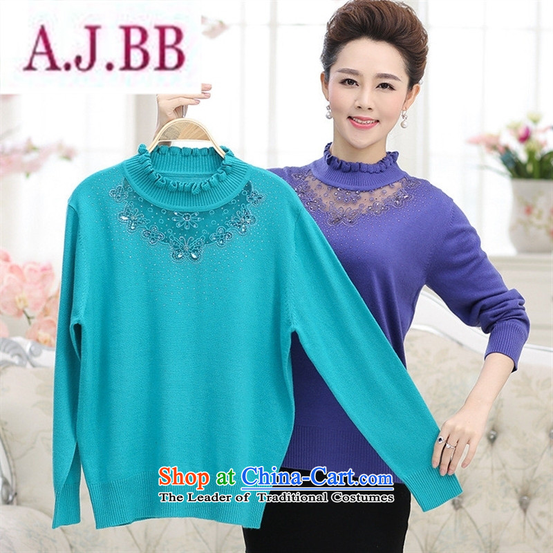 Ya-ting and fashion boutiques new of older persons in the Autumn and Winter Sweater girl mothers with large Cashmere wool Knitted Shirt collar woolen pullover fungus 110,A.J.BB,,, Purple Shopping on the Internet