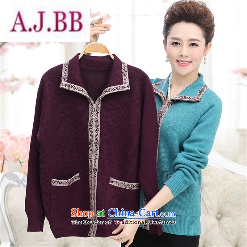 Ya-ting and fashion boutiques in older women fall inside the lapel new knitting cardigan large middle-aged long-sleeved T-shirt mother blouses red 110,A.J.BB,,, shopping on the Internet