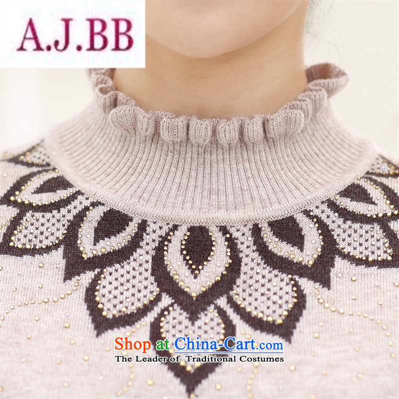 Ya-ting and fashion boutiques in older women fleece mother load large hedge sweater fungus Neck Knitted Shirt ( Older Persons thick woolen sweater beige 120,A.J.BB,,, shopping on the Internet