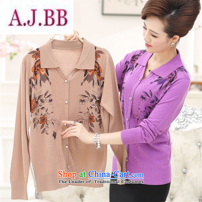 Ya-ting stylish shops 2015 Autumn replacing new products mother knitted blouses and middle-aged trendy lapel pin wear thin tee shirt female and color 115,A.J.BB,,, shopping on the Internet