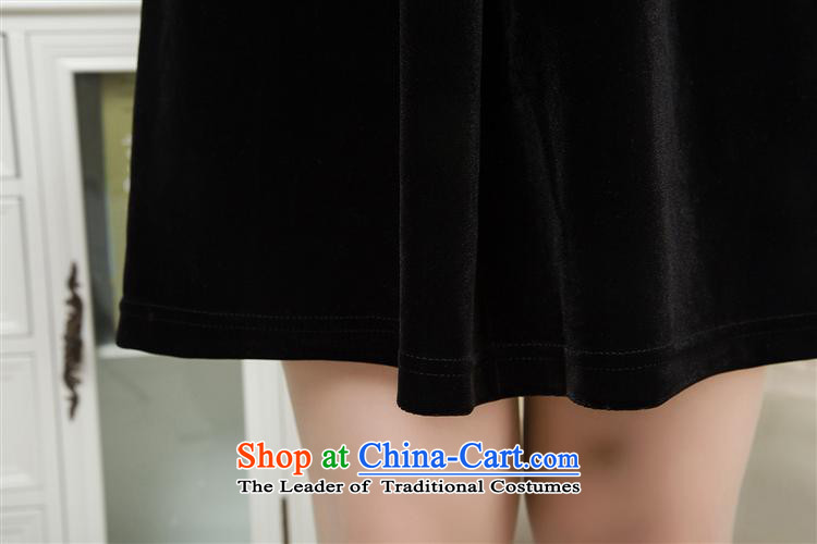 Ya-ting stylish shops 2015 autumn and winter new larger elderly mother with long-sleeved Kim velvet stamp skirts black XXL picture, prices, brand platters! The elections are supplied in the national character of distribution, so action, buy now enjoy more preferential! As soon as possible.