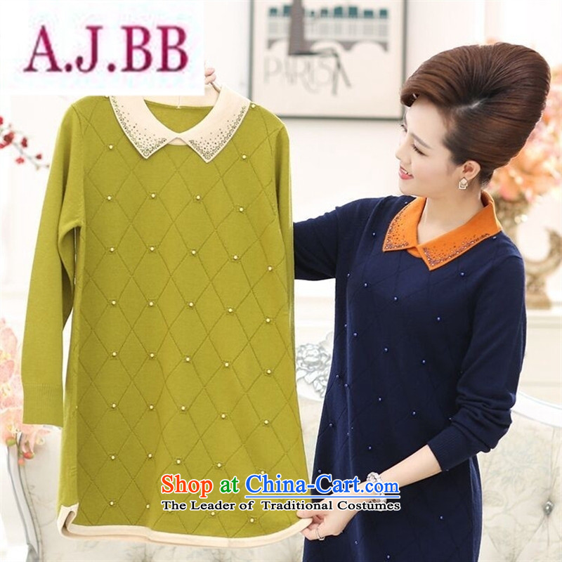 Ya-ting and fashion boutiques in older women for Winter Sweater middle-aged moms with skirt in long long-sleeved dolls, forming the basis for Knitted Shirt navy blue 115,A.J.BB,,, shopping on the Internet