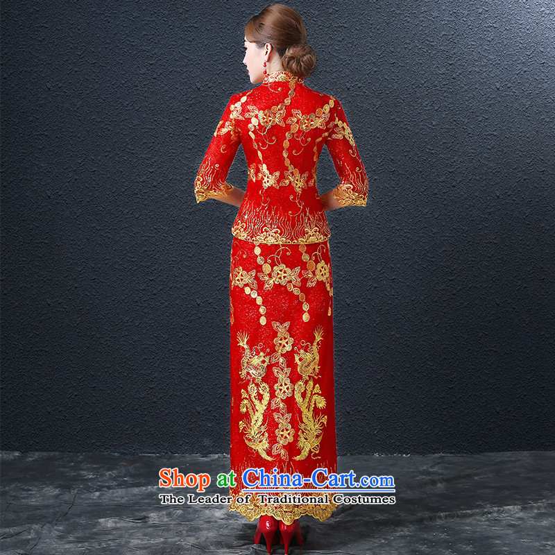 Hillo XILUOSHA) Lisa (bride bows services fall, Wedding Dress long red dragon use marriage qipao gown chinese red color M, bows hillo Lisa (XILUOSHA) , , , shopping on the Internet