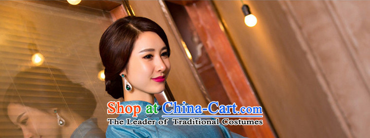 The estimated increase cross-sa ink 2015. Long cheongsam dress new retro improved load of 7 autumn qipao cuff cheongsam dress linen T110079 ink blue XL Photo, prices, brand platters! The elections are supplied in the national character of distribution, so action, buy now enjoy more preferential! As soon as possible.