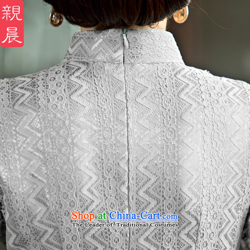 The pro-am long in the spring and autumn cuff lace new products Sau San, national retro long skirt daily improved cheongsam dress Silver Gray L, pro-am , , , shopping on the Internet
