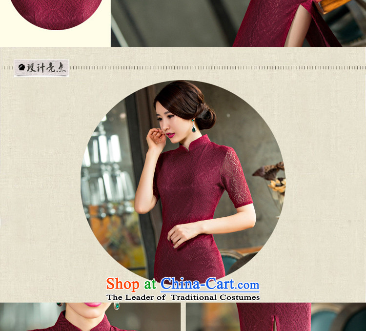 At 2015 new pro-retro-day long Sau San improvements improved lace cheongsam dress female new summer wine red 2XL Photo, prices, brand platters! The elections are supplied in the national character of distribution, so action, buy now enjoy more preferential! As soon as possible.