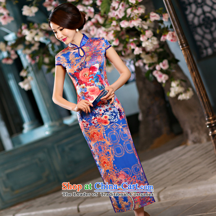 The five senses figure Choo stylish improved long cheongsam dress upscale silk China wind ethnic Blue Monster-hee picture color pictures, prices, XXL brand platters! The elections are supplied in the national character of distribution, so action, buy now enjoy more preferential! As soon as possible.