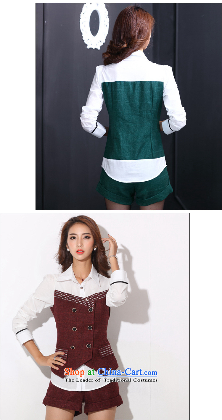 Ya-ting and fashion boutiques European site new) Autumn 2015 Sau San video thin stylish round-neck collar long-sleeved blouses temperament and sexy shorts two kits green XL Photo, prices, brand platters! The elections are supplied in the national character of distribution, so action, buy now enjoy more preferential! As soon as possible.