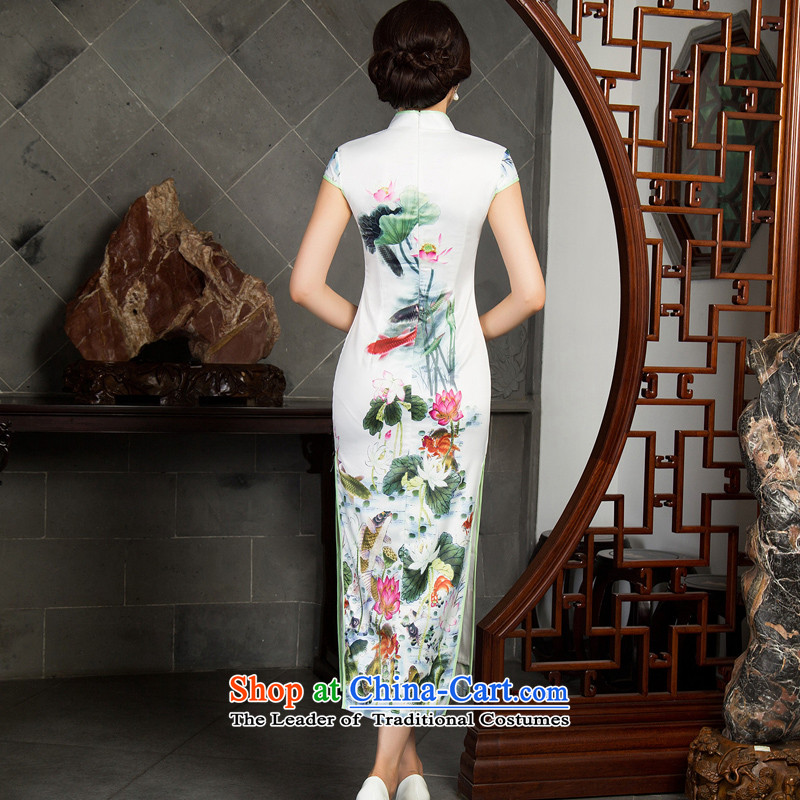 Yuan of water fall 2015 Ms. long cheongsam with retro look long cheongsam dress new improved cheongsam dress M10016 White M YUAN YUAN of SU) , , , shopping on the Internet