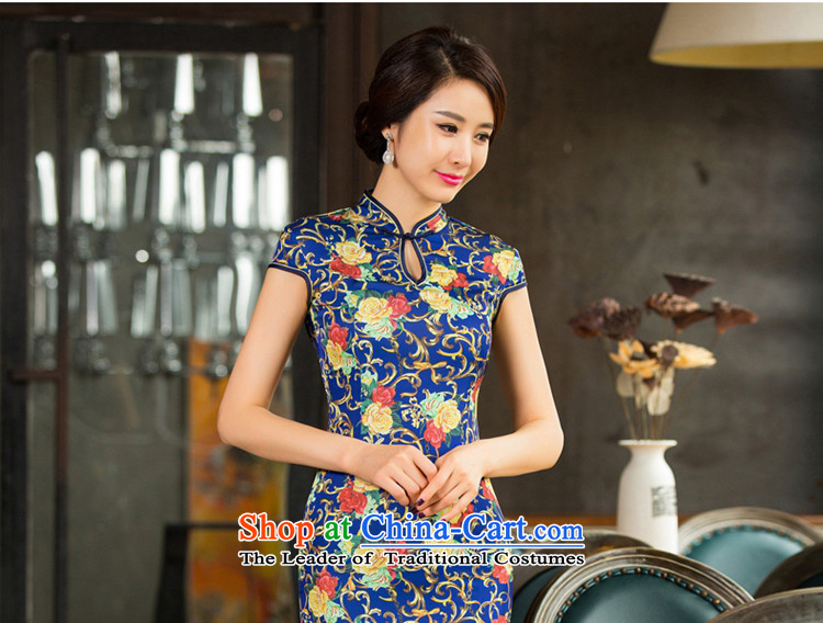 Yuan of Carnival 2015. Older cheongsam long retro look like mother load new daily qipao skirt improved cheongsam dress M11014 BLUE XL Photo, prices, brand platters! The elections are supplied in the national character of distribution, so action, buy now enjoy more preferential! As soon as possible.