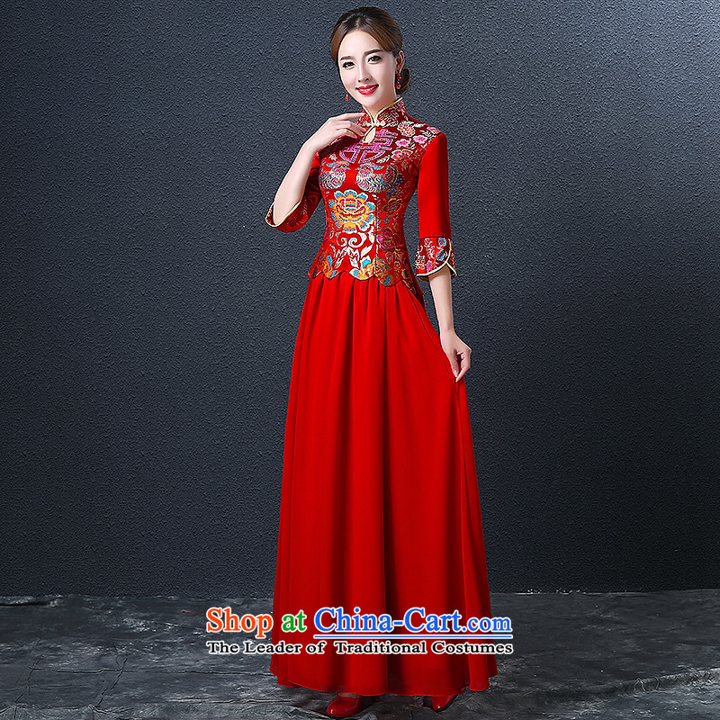 Hillo XILUOSHA) Lisa (qipao skirt bows services marriage long Chinese style wedding dresses dress bride 2015 new wedding dress red red , L HILLO Lisa (XILUOSHA) , , , shopping on the Internet