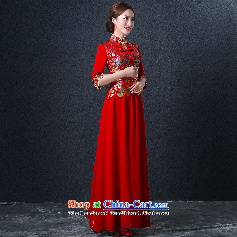 Hillo XILUOSHA) Lisa (qipao skirt bows services marriage long Chinese style wedding dresses dress bride 2015 new wedding dress red red , L HILLO Lisa (XILUOSHA) , , , shopping on the Internet