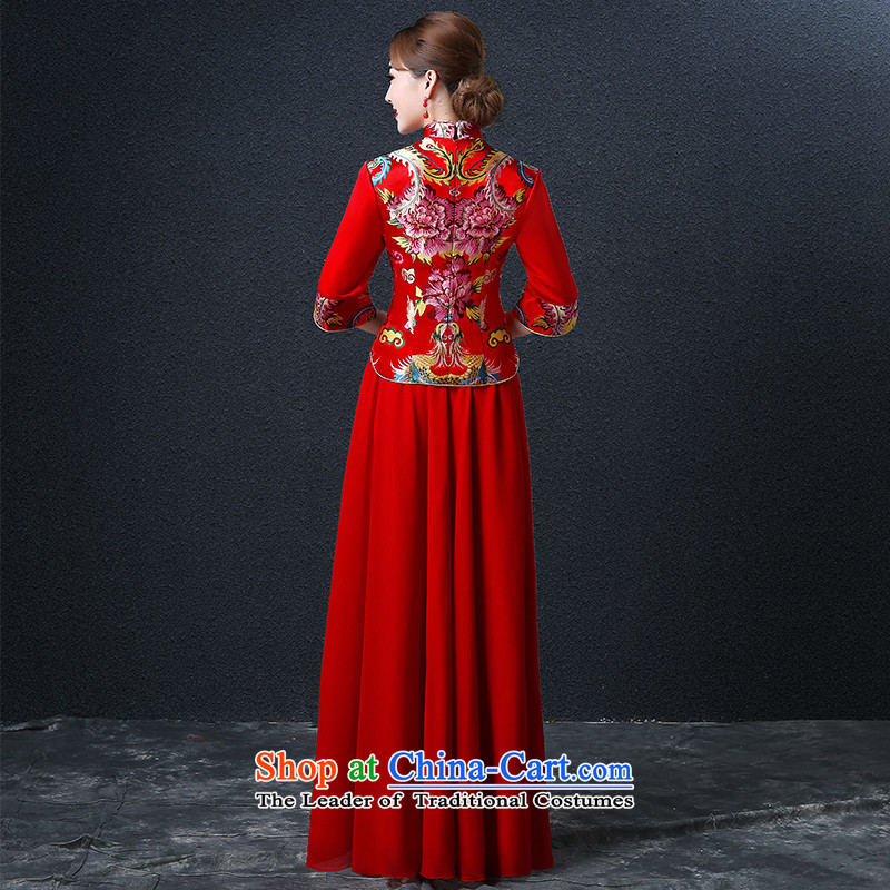 Hillo XILUOSHA) Lisa (bride qipao autumn wedding dress Chinese bows chief) cuff cheongsam dress retro red 2015 New Red M HILLO Lisa (XILUOSHA) , , , shopping on the Internet