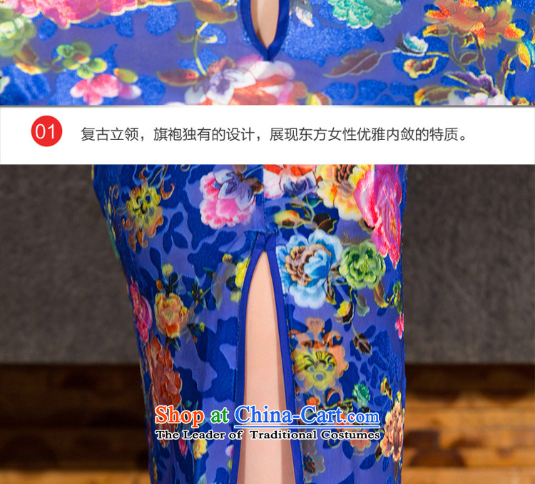 The wedding-dress wedding Kim long cheongsam dress velvet dresses in older female pro-morning in summer and autumn 2015 New Blue M picture, prices, brand platters! The elections are supplied in the national character of distribution, so action, buy now enjoy more preferential! As soon as possible.
