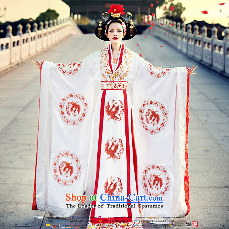 Time Syrian Fan Bing Bing ancient clothing with embroidered dragon embroidered on white Empress Wu Bong-hee-marriage solemnisation services with Queen's Wu dragon robe men tailored time, Syria has been pressed shopping on the Internet