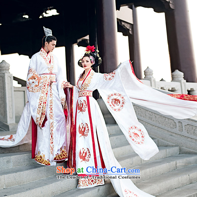 Time Syrian Fan Bing Bing ancient clothing with embroidered dragon embroidered on white Empress Wu Bong-hee-marriage solemnisation services with Queen's Wu dragon robe men tailored time, Syria has been pressed shopping on the Internet