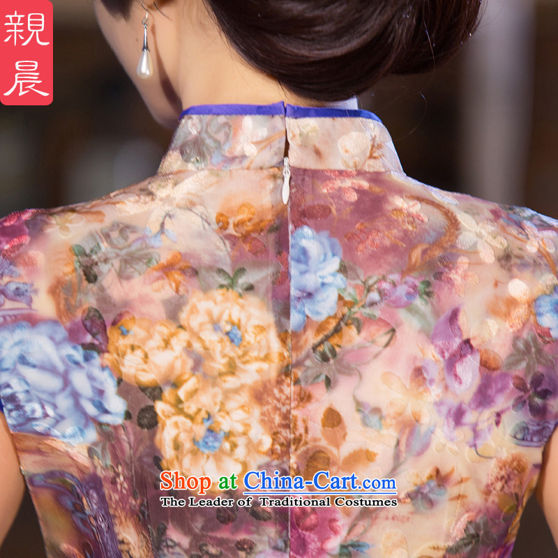 The new summer and fall of 2015 Kim scouring pads wedding-dress cheongsam dress girl mothers in the long M, pro-am older Purple Shopping on the Internet has been pressed.