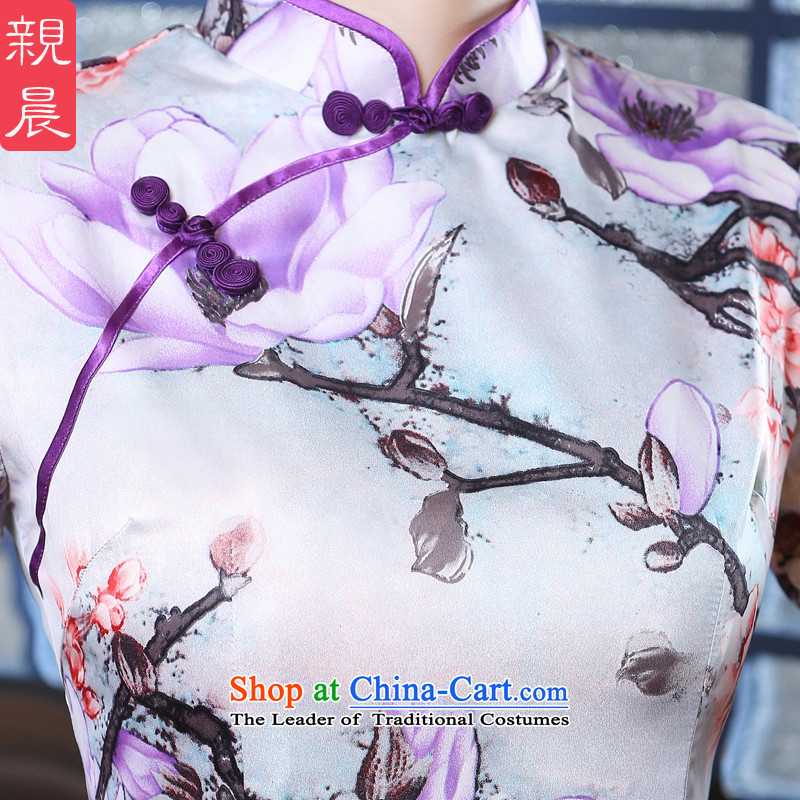 The pro-am new cheongsam dress in summer and autumn 2015 replacing Ms. daily and the relatively short time, the improvement in the retro cuff short skirt, pro-morning.... 2XL, shopping on the Internet