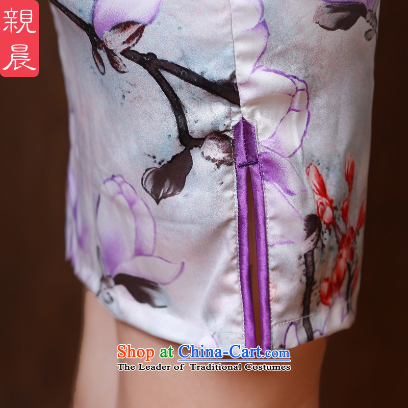 The pro-am new cheongsam dress in summer and autumn 2015 replacing Ms. daily and the relatively short time, the improvement in the retro cuff short skirt, pro-morning.... 2XL, shopping on the Internet