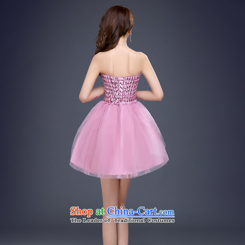 The Syrian brides bows service time stylish wedding dress drill banquet moderator show the small dining dress short skirt for women autumn pink M Time Syrian shopping on the Internet has been pressed.