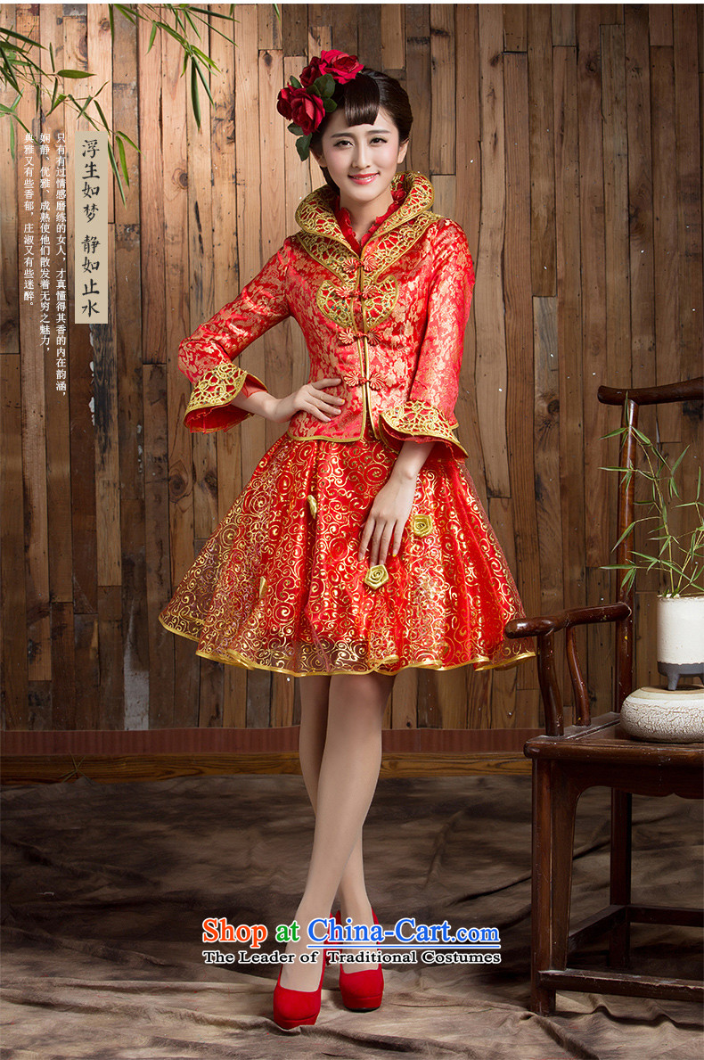 Non-you do not marry 2015 NEW CHINESE CHEONGSAM with gold wire damask stylish wedding dress short the door onto retro red wedding gown Sau San Red XL Photo, prices, brand platters! The elections are supplied in the national character of distribution, so action, buy now enjoy more preferential! As soon as possible.