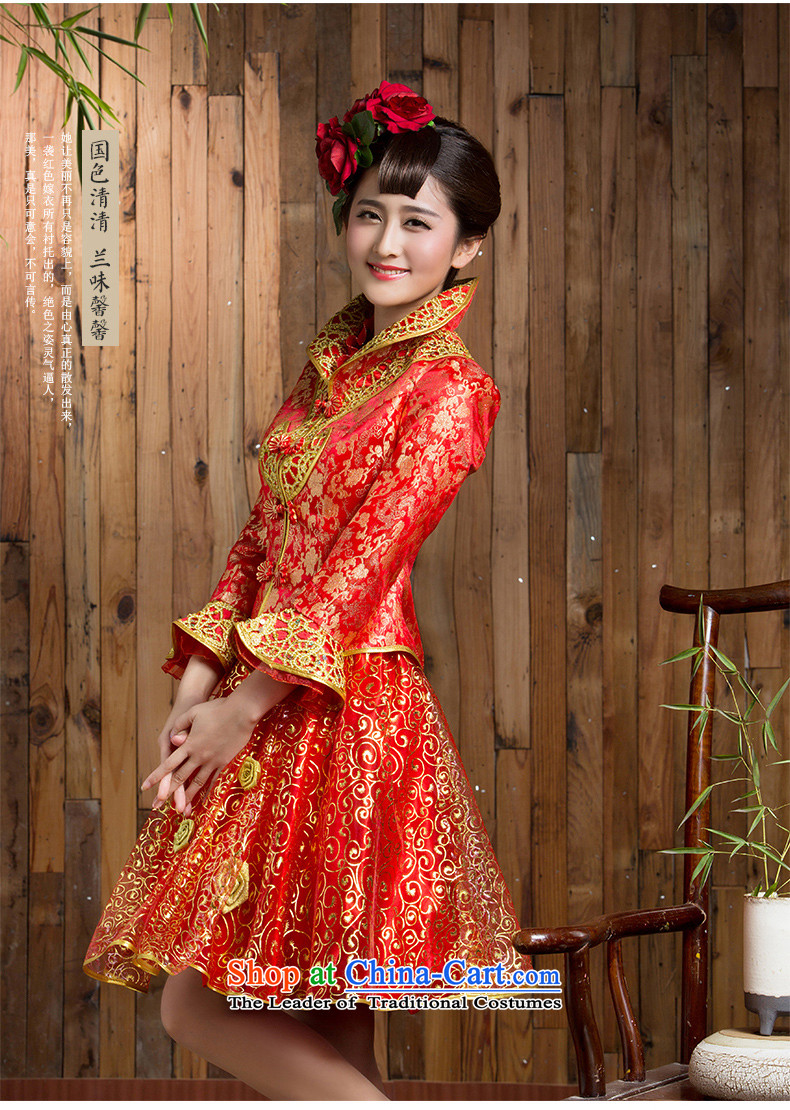 Non-you do not marry 2015 NEW CHINESE CHEONGSAM with gold wire damask stylish wedding dress short the door onto retro red wedding gown Sau San Red XL Photo, prices, brand platters! The elections are supplied in the national character of distribution, so action, buy now enjoy more preferential! As soon as possible.