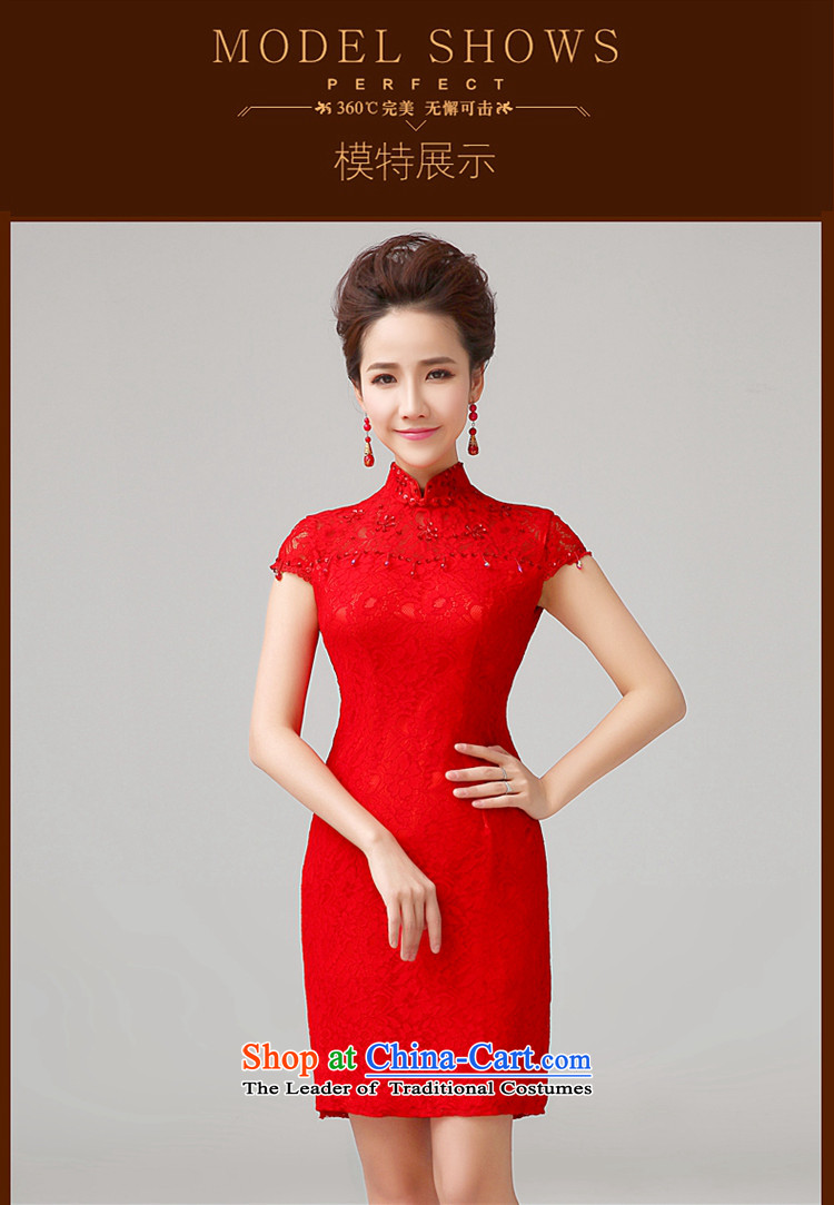 Time Syrian qipao skirt autumn and winter new bride stylish girl serving drink fall short of the improved lace marriage word qipao shoulder short-sleeved Chinese Dress Red XL Photo, prices, brand platters! The elections are supplied in the national character of distribution, so action, buy now enjoy more preferential! As soon as possible.