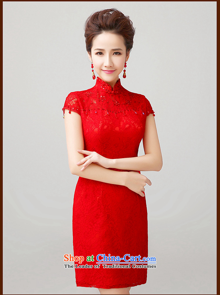 Time Syrian qipao skirt autumn and winter new bride stylish girl serving drink fall short of the improved lace marriage word qipao shoulder short-sleeved Chinese Dress Red XL Photo, prices, brand platters! The elections are supplied in the national character of distribution, so action, buy now enjoy more preferential! As soon as possible.