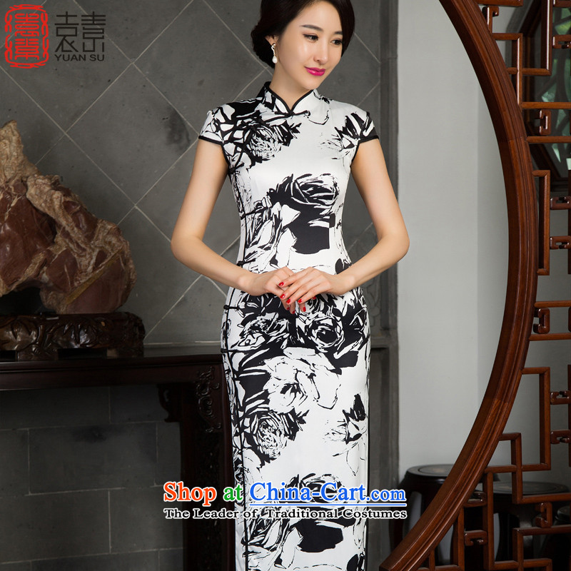 Yuan of p.?2015 Long qipao ink skirt the new strain of nostalgia for the improvement of qipao dresses in long cheongsam dress?M12021 Ms.?ink color?XL