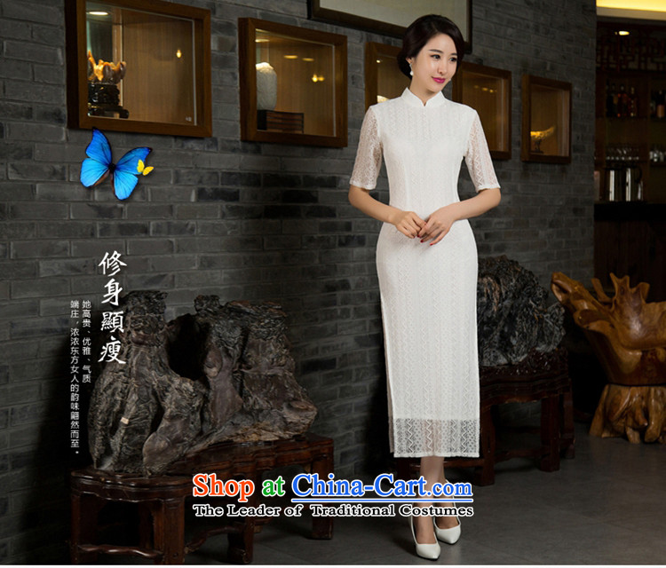 Yuan of Ms. Lam 2015 qipao white in autumn long retro look elegant qipao lace skirt new long cheongsam dress M12028 White M picture, prices, brand platters! The elections are supplied in the national character of distribution, so action, buy now enjoy more preferential! As soon as possible.