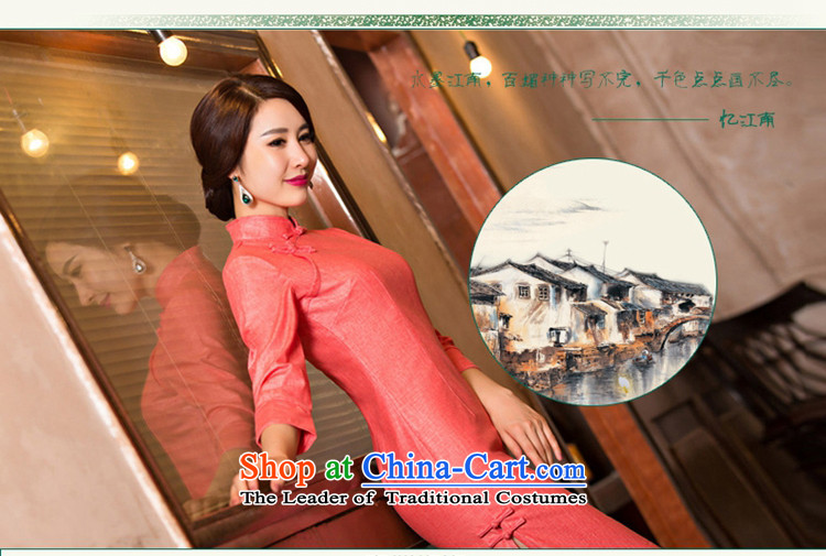 Yuan of lady in 2015 Long qipao retro skirt the new improved qipao autumn in literary and artistic cotton linen with long-sleeved M110076 7 to the red XXL picture, prices, brand platters! The elections are supplied in the national character of distribution, so action, buy now enjoy more preferential! As soon as possible.