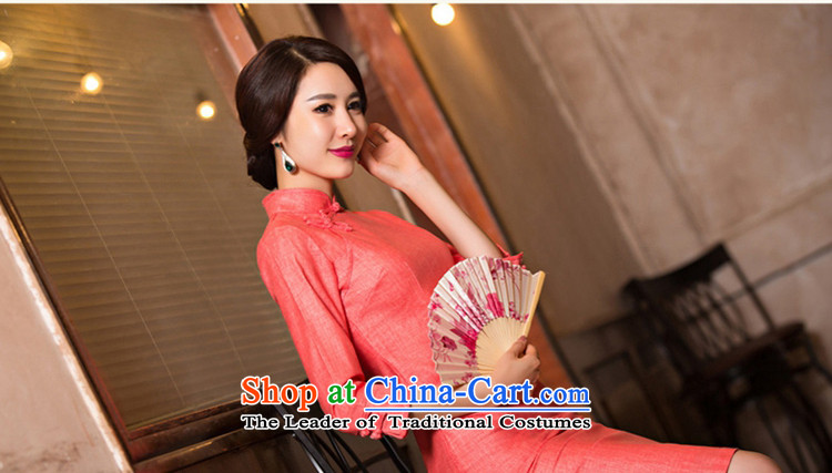 Yuan of lady in 2015 Long qipao retro skirt the new improved qipao autumn in literary and artistic cotton linen with long-sleeved M110076 7 to the red XXL picture, prices, brand platters! The elections are supplied in the national character of distribution, so action, buy now enjoy more preferential! As soon as possible.