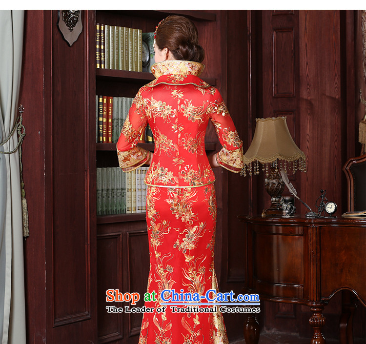 Red bows to skirt the new 2015 cheongsam with Sau Wo Service Bridal Chinese wedding dress long wedding dress code of 7 large cuff crowsfoot skirt 2XL Photo, prices, brand platters! The elections are supplied in the national character of distribution, so action, buy now enjoy more preferential! As soon as possible.