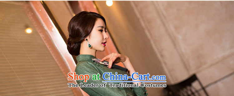 Yuan of green ink in 2015 Long cheongsam with fine linen retro autumn cheongsam dress new 7 cuff improved cheongsam dress M110078 dark green L picture, prices, brand platters! The elections are supplied in the national character of distribution, so action, buy now enjoy more preferential! As soon as possible.