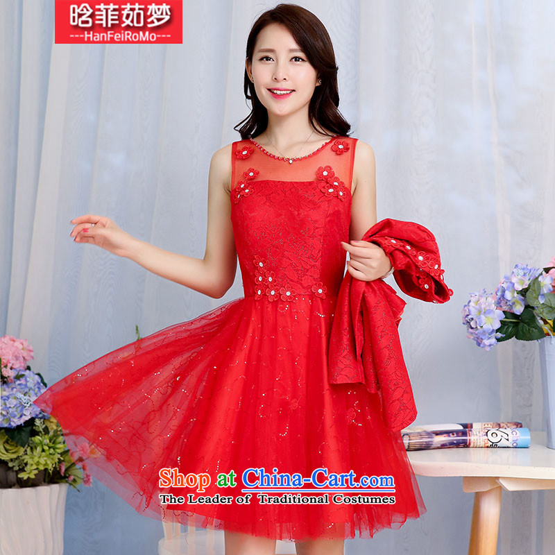 Detailed, Ju Meng?2015 Autumn replacing new lace stitching bride back to door onto pregnant women married long-sleeved clothing bride dress bows two kits m1582 red?XXL
