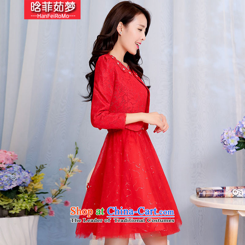 Detailed, Ju Meng 2015 Autumn replacing new lace stitching bride back to door onto pregnant women married long-sleeved clothing bride dress bows two kits m1582 XXL, red, Ju Meng (detailed hanfeiromo) , , , shopping on the Internet