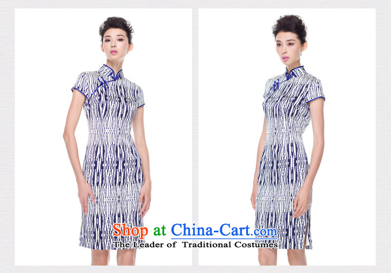 The 2015 autumn wood really new Silk Cheongsam dress women's stylish cheongsam dress Sau San dresses 53425 02 Blue on white, pictures, prices, Xxl(a) brand platters! The elections are supplied in the national character of distribution, so action, buy now enjoy more preferential! As soon as possible.