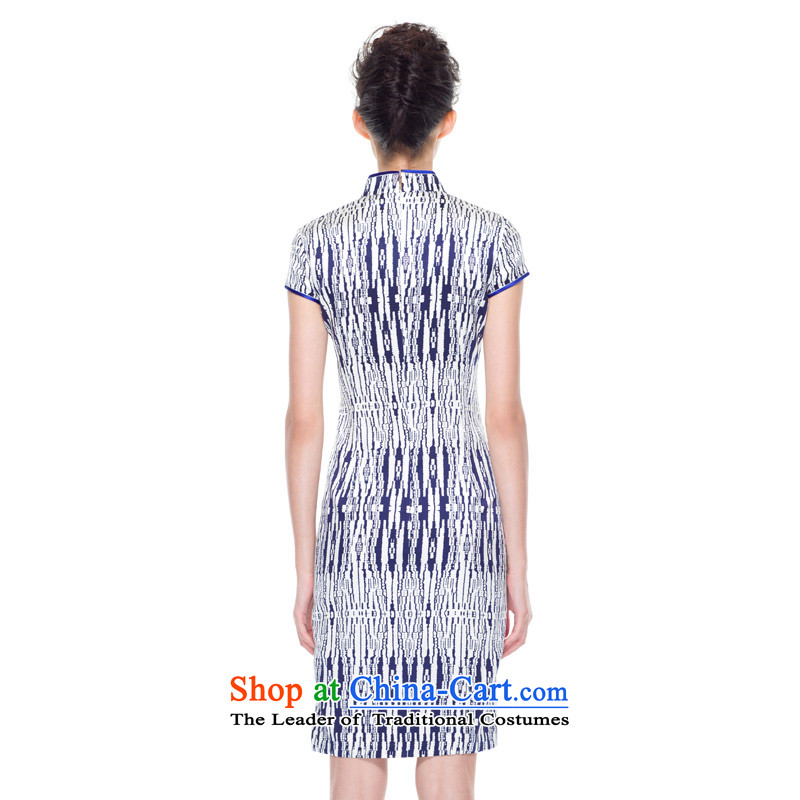 The 2015 autumn wood really new Silk Cheongsam dress women's stylish cheongsam dress Sau San dresses 53425 of 02 Blue on white wooden really a , , , Xxl(a), shopping on the Internet