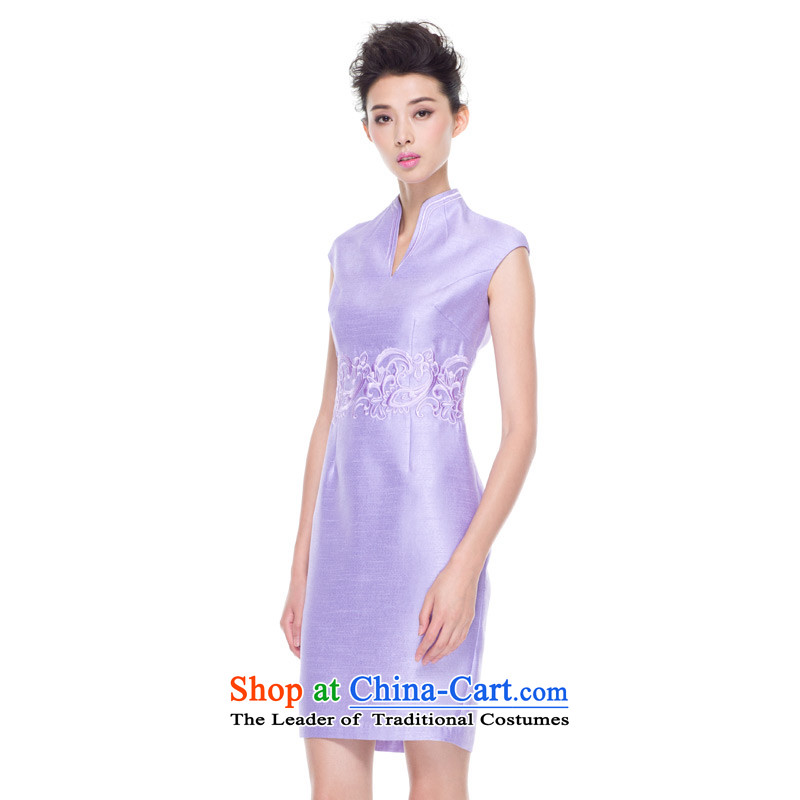 The 2015 autumn wood really new improved women's day-to-Sau San qipao cheongsam dress dresses banquet embroidery 53443 17 light purple , L, wooden really a , , , shopping on the Internet