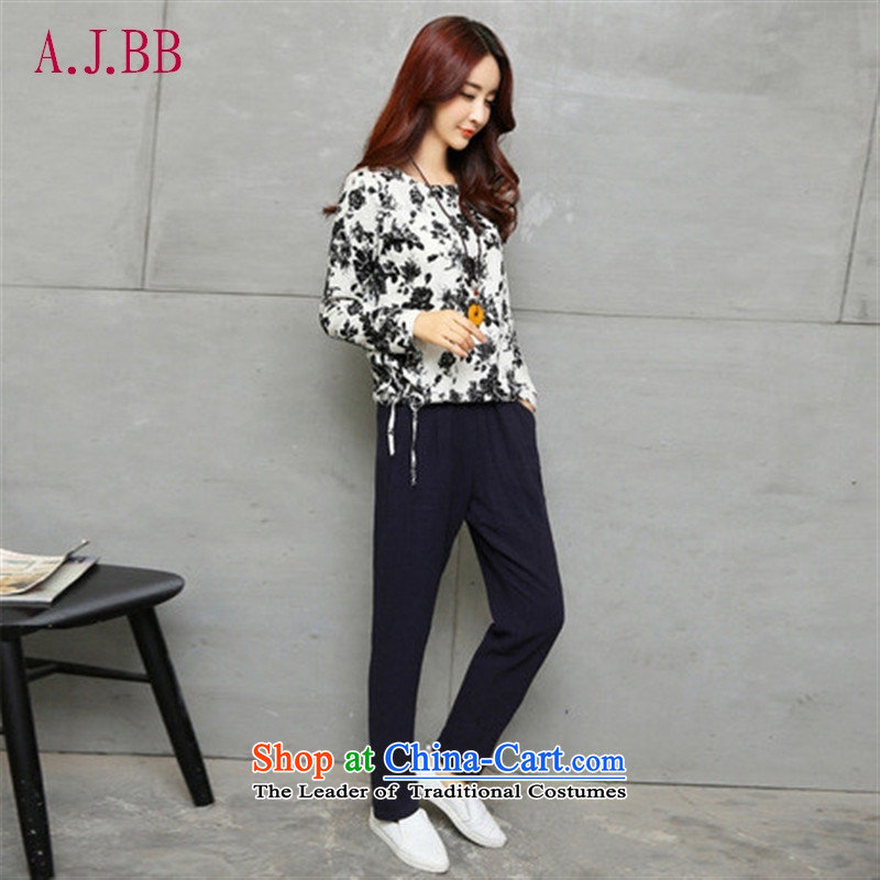 'Connie Korean Memnarch autumn 2015 installed new retro arts cotton linen long-sleeved Sau San video thin pencil trousers trousers leisure two kits red XL,A.J.BB,,, shopping on the Internet