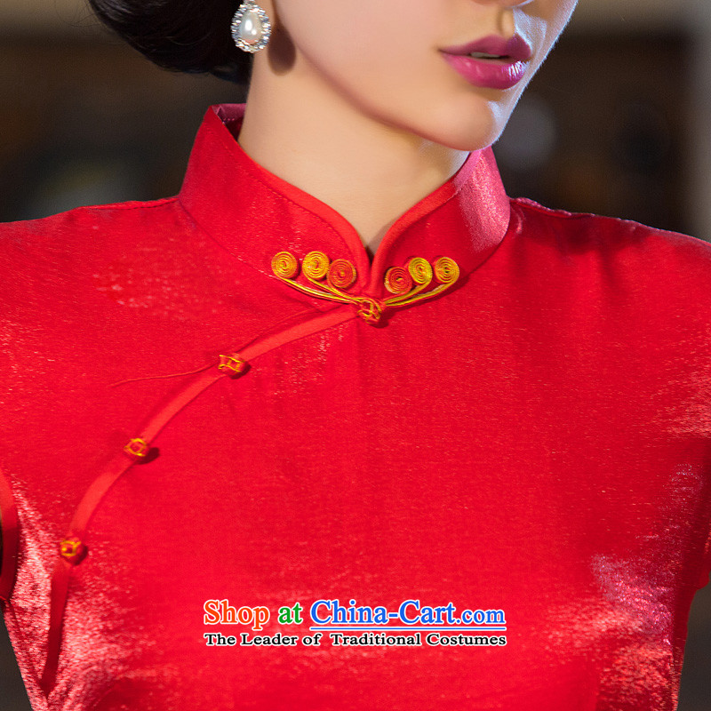 Time The  new bride Syria 2015 Autumn replacing wedding dresses qipao bows Ms. services red short stylish qipao improved banquet red , L, Syria has been pressed time shopping on the Internet